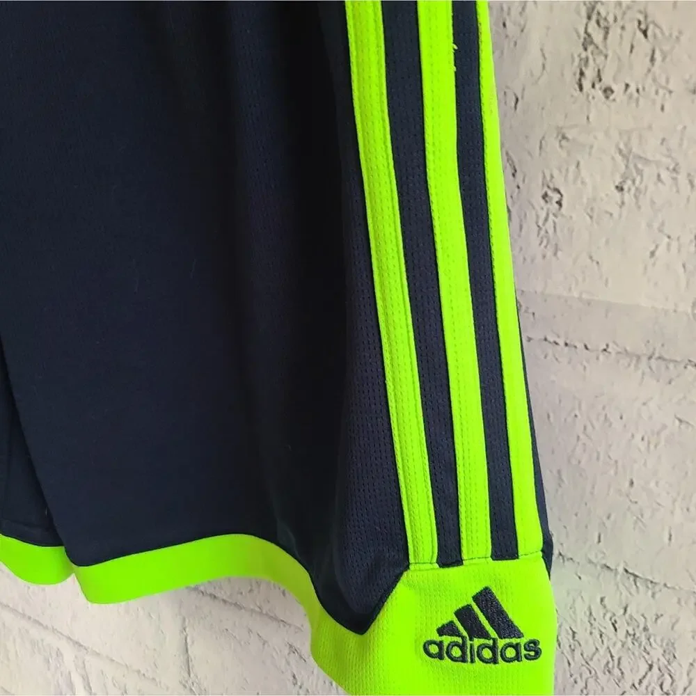 Adidas Navy Blue And‎ Green Athletic Shorts Boys Size XL